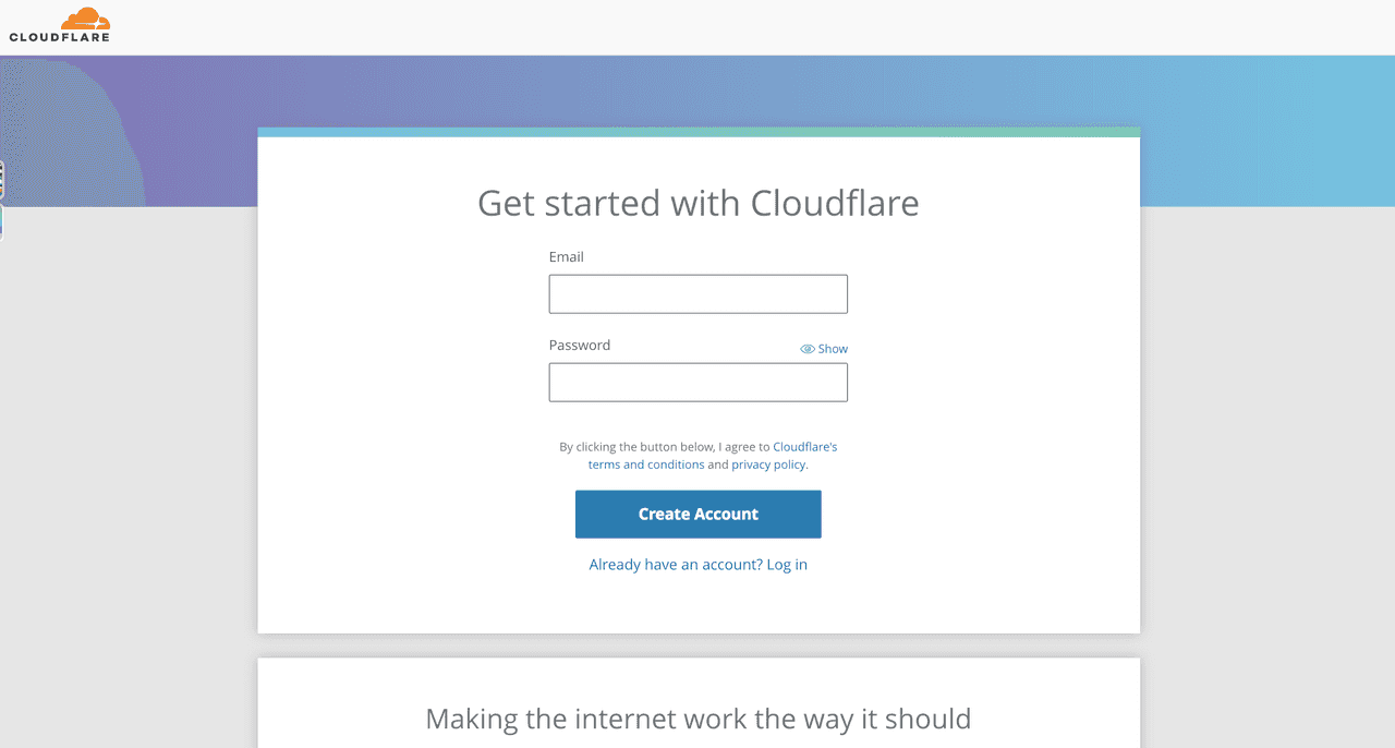 Create an account for CloudFire